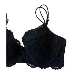 Oscar Dela Renta Navy Blue Demi Lace Pink Label Bra Women Size 34D | 52-31